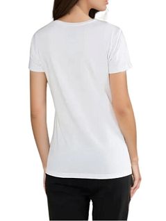 Женская футболка из тонкого хлопка белого цвета Emporio Armani RT163139_CC318 00110